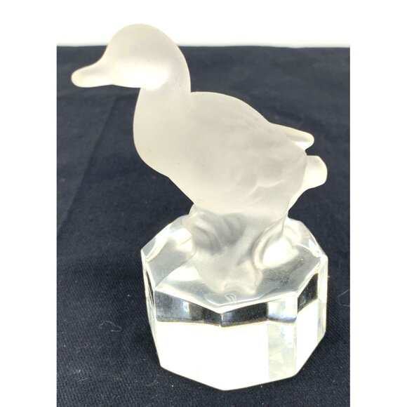 Goebel Crystal Frosted Glass Duck Signed 4" Vintage - Picture 2 of 8